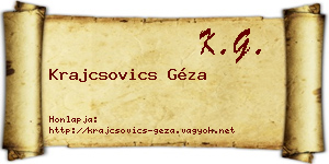 Krajcsovics Géza névjegykártya