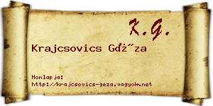 Krajcsovics Géza névjegykártya